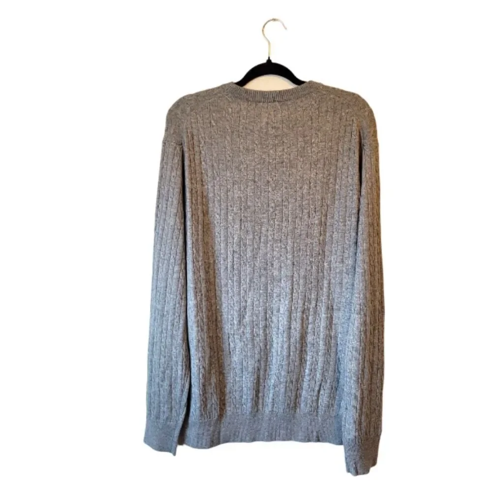Kallspin Men's Light Grey Cable Knitnwool Blend Sweater LT NWT